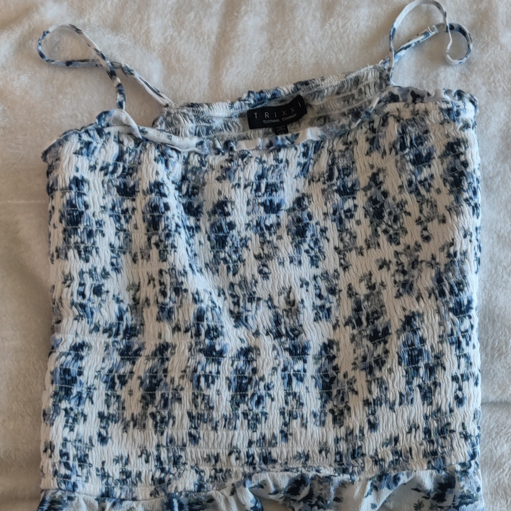 Trixxi Navy and White Textured Camisole